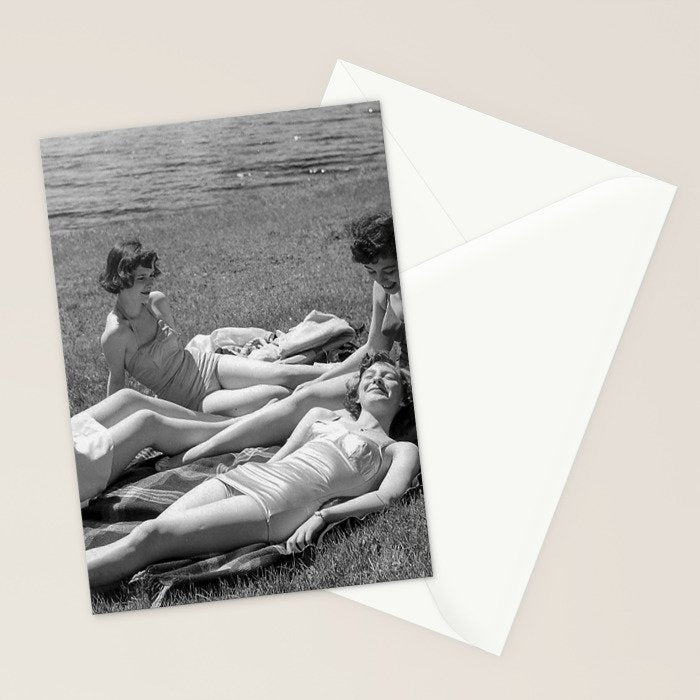 Relaxing By The River, Black and White Vintage Photo Stationery Card Gallery Image 2