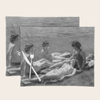 Relaxing By The River, Black and White Vintage Photo Placemat Gallery Image 1