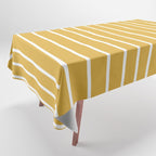 Colorful Stripes, Mustard Yellow and White, Abstract Art Tablecloth Gallery Image 1