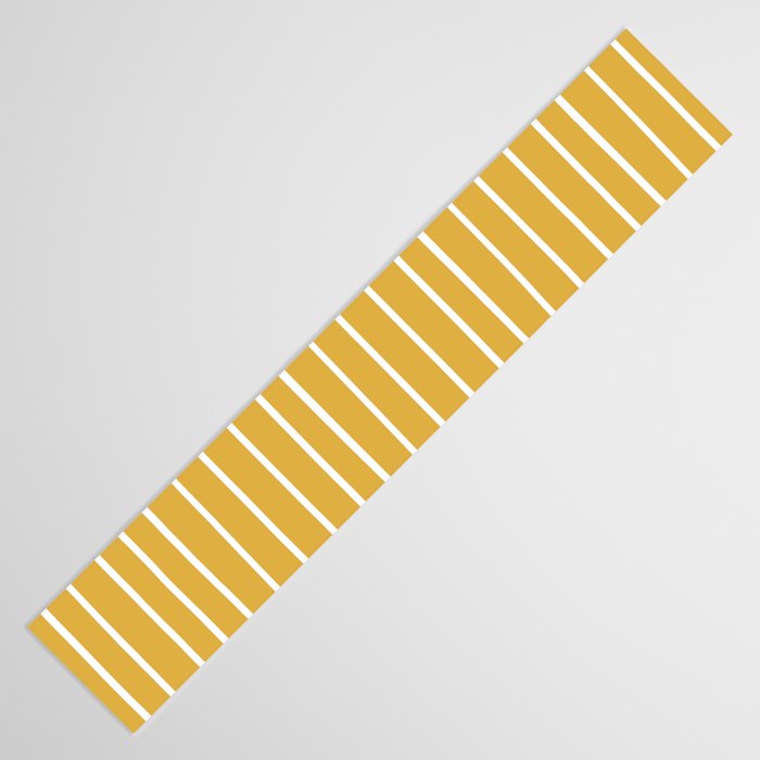 Colorful Stripes, Mustard Yellow and White, Abstract Art Table Runner Gallery Image 3
