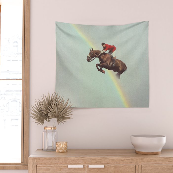 Horse over rainbow Wall Tapestry Gallery Image 2