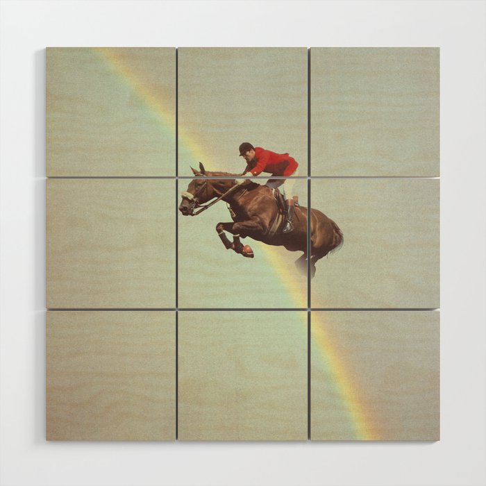 Horse over rainbow Wood Wall Art Gallery Image 1