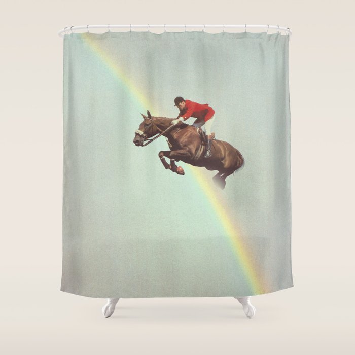 Horse over rainbow Shower Curtain Gallery Image 1