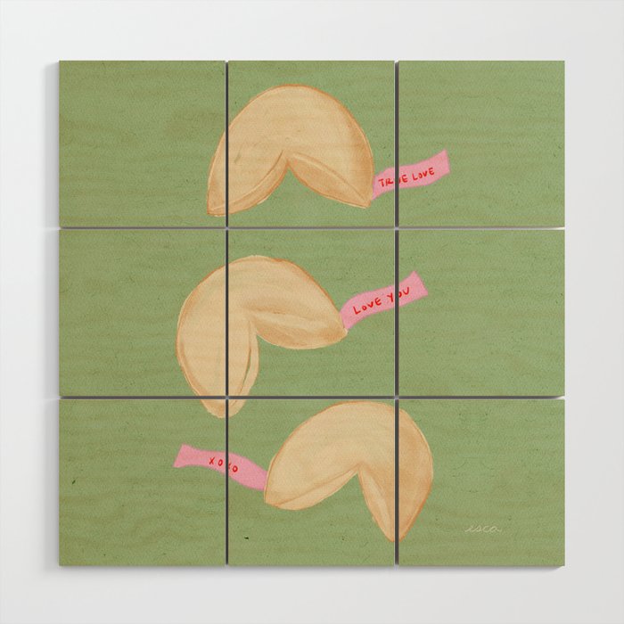 Love Fortune Cookies Matcha Green  Wood Wall Art Gallery Image 1