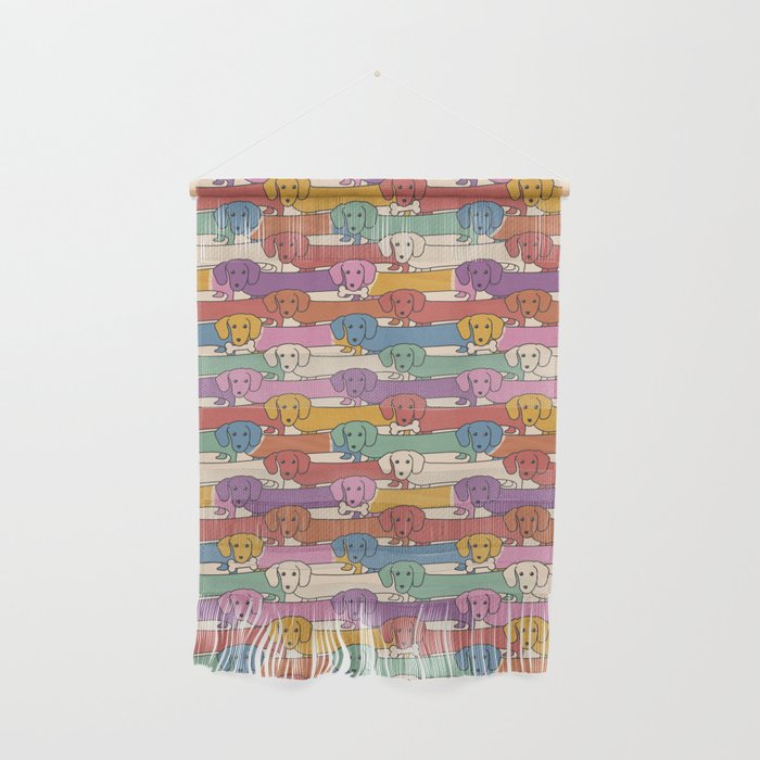 Retro Rainbow Funny Dachshunds Wall Hanging Gallery Image 1