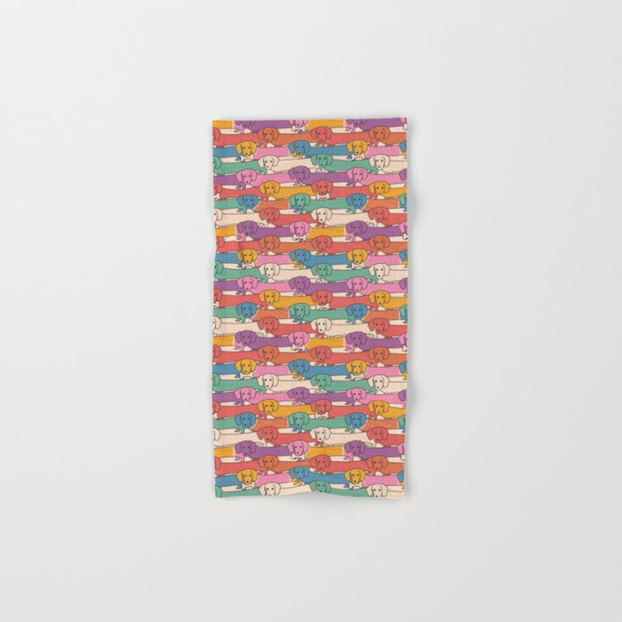 Retro Rainbow Funny Dachshunds Bath Towel Gallery Image 1
