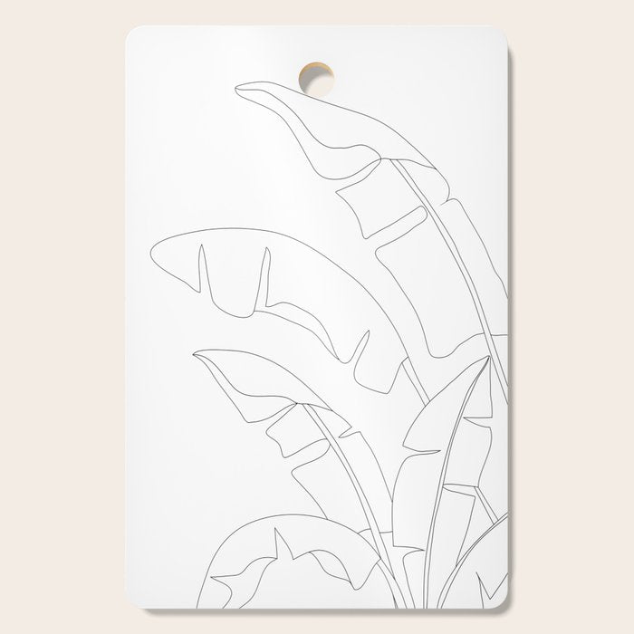 Minimal Line Art Banana Leaves Cutting Board Gallery Image 1