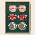 Retro Sunglasses - Pink & Red on Teal Serving Tray Gallery Image 1