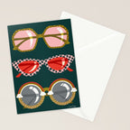 Retro Sunglasses - Pink & Red on Teal Stationery Card Gallery Image 2
