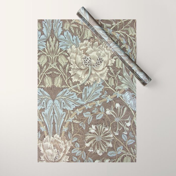 William Morris Honeysuckle & Tulip Bullrush and Slate Wrapping Paper Gallery Image 1