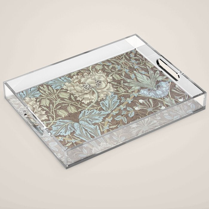 William Morris Honeysuckle & Tulip Bullrush and Slate Acrylic Tray Gallery Image 1