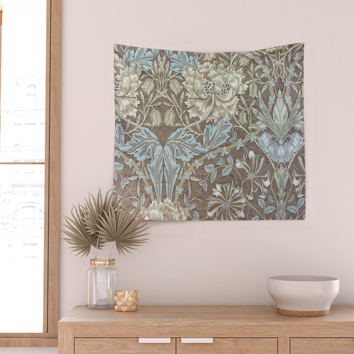 William Morris Honeysuckle & Tulip Bullrush and Slate Wall Tapestry Gallery Image 2