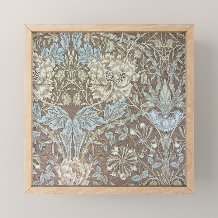 William Morris Honeysuckle & Tulip Bullrush and Slate Mini Art Print Gallery Image 1