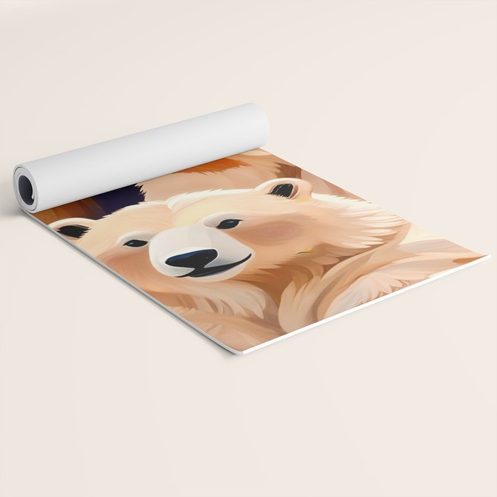 Polar Bears, Wildlife Animals Forest Wild, Jungle Bohemian Eclectic Boho, Winter North Pole Painting Yoga Mat Gallery Image 2