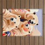 Polar Bears, Wildlife Animals Forest Wild, Jungle Bohemian Eclectic Boho, Winter North Pole Painting Outdoor Rug Gallery Image 1