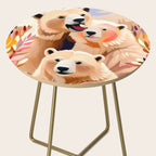 Polar Bears, Wildlife Animals Forest Wild, Jungle Bohemian Eclectic Boho, Winter North Pole Painting Side Table Gallery Image 2