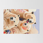 Polar Bears, Wildlife Animals Forest Wild, Jungle Bohemian Eclectic Boho, Winter North Pole Painting Rug Gallery Image 2