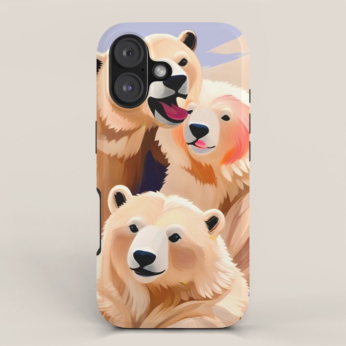 Polar Bears, Wildlife Animals Forest Wild, Jungle Bohemian Eclectic Boho, Winter North Pole Painting iPhone Case Gallery Image 1