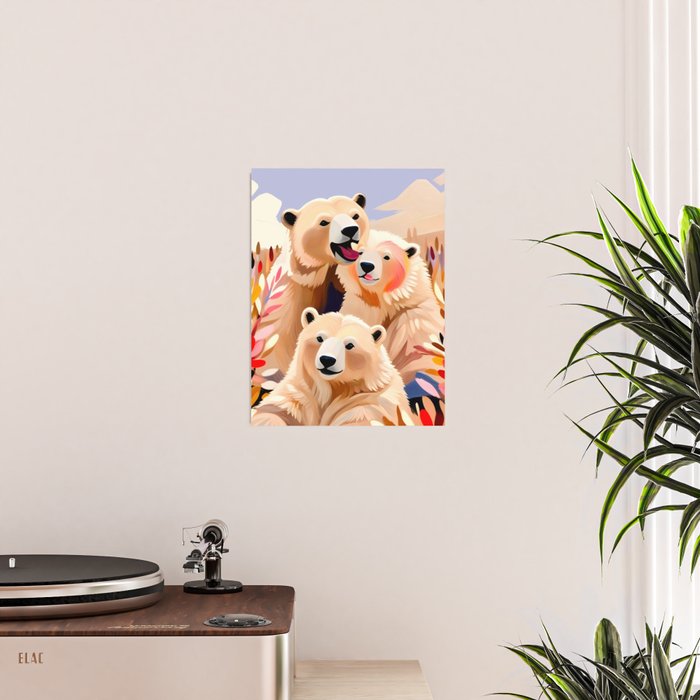 Polar Bears, Wildlife Animals Forest Wild, Jungle Bohemian Eclectic Boho, Winter North Pole Painting Poster Gallery Image 2