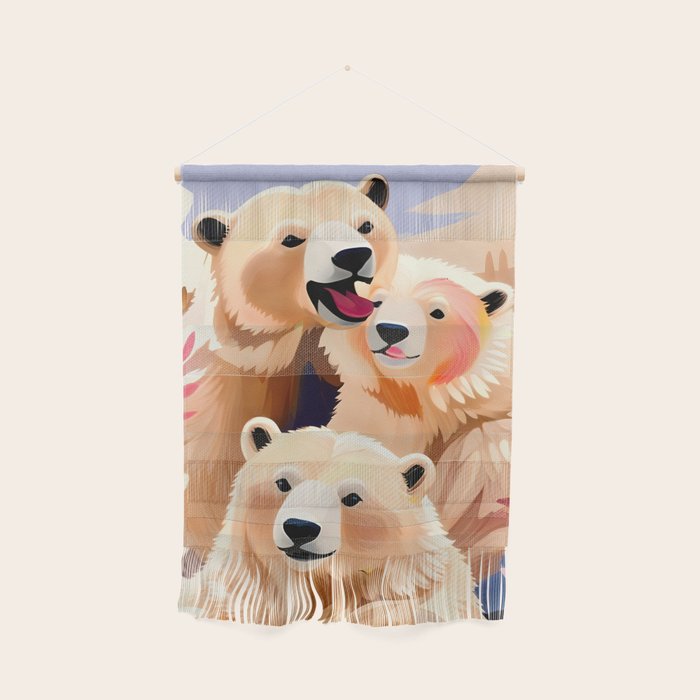 Polar Bears, Wildlife Animals Forest Wild, Jungle Bohemian Eclectic Boho, Winter North Pole Painting Wall Hanging Gallery Image 1