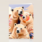 Polar Bears, Wildlife Animals Forest Wild, Jungle Bohemian Eclectic Boho, Winter North Pole Painting Stationery Card Gallery Image 2