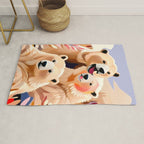 Polar Bears, Wildlife Animals Forest Wild, Jungle Bohemian Eclectic Boho, Winter North Pole Painting Rug Gallery Image 1