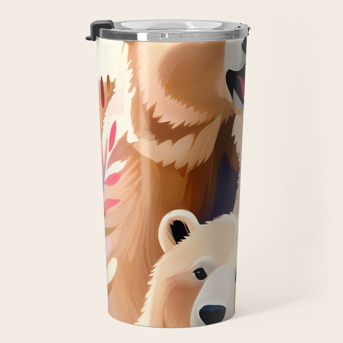 Polar Bears, Wildlife Animals Forest Wild, Jungle Bohemian Eclectic Boho, Winter North Pole Painting Travel Mug Gallery Image 3
