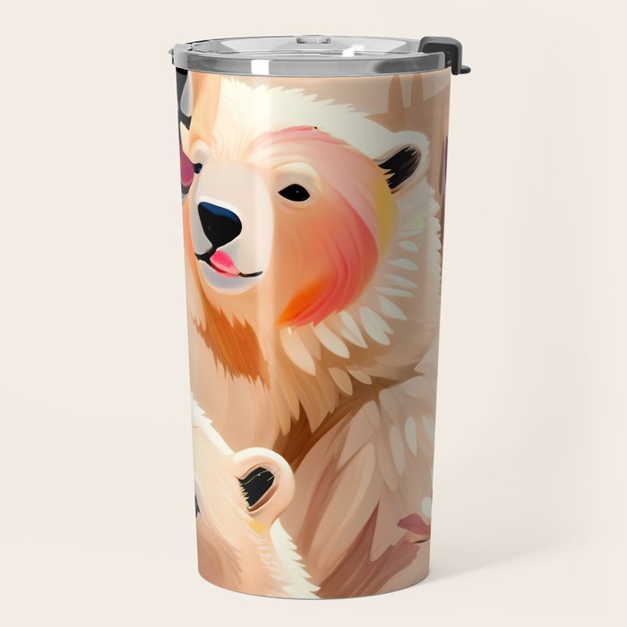 Polar Bears, Wildlife Animals Forest Wild, Jungle Bohemian Eclectic Boho, Winter North Pole Painting Travel Mug Gallery Image 2