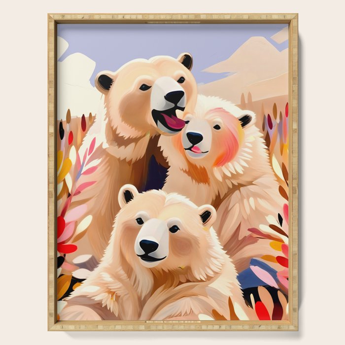 Polar Bears, Wildlife Animals Forest Wild, Jungle Bohemian Eclectic Boho, Winter North Pole Painting Serving Tray Gallery Image 1