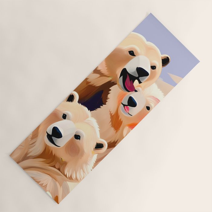 Polar Bears, Wildlife Animals Forest Wild, Jungle Bohemian Eclectic Boho, Winter North Pole Painting Yoga Mat Gallery Image 1