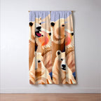 Polar Bears, Wildlife Animals Forest Wild, Jungle Bohemian Eclectic Boho, Winter North Pole Painting Window Curtain Gallery Image 3
