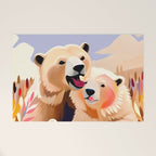Polar Bears, Wildlife Animals Forest Wild, Jungle Bohemian Eclectic Boho, Winter North Pole Painting Welcome Mat Gallery Image 1