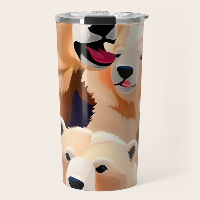 Polar Bears, Wildlife Animals Forest Wild, Jungle Bohemian Eclectic Boho, Winter North Pole Painting Travel Mug Gallery Image 1