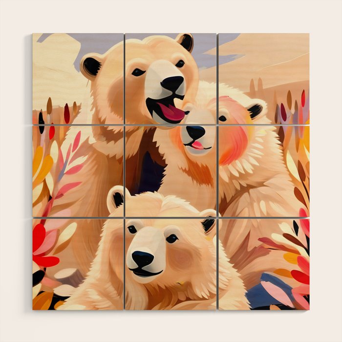 Polar Bears, Wildlife Animals Forest Wild, Jungle Bohemian Eclectic Boho, Winter North Pole Painting Wood Wall Art Gallery Image 1