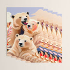 Polar Bears, Wildlife Animals Forest Wild, Jungle Bohemian Eclectic Boho, Winter North Pole Painting Wrapping Paper Gallery Image 3