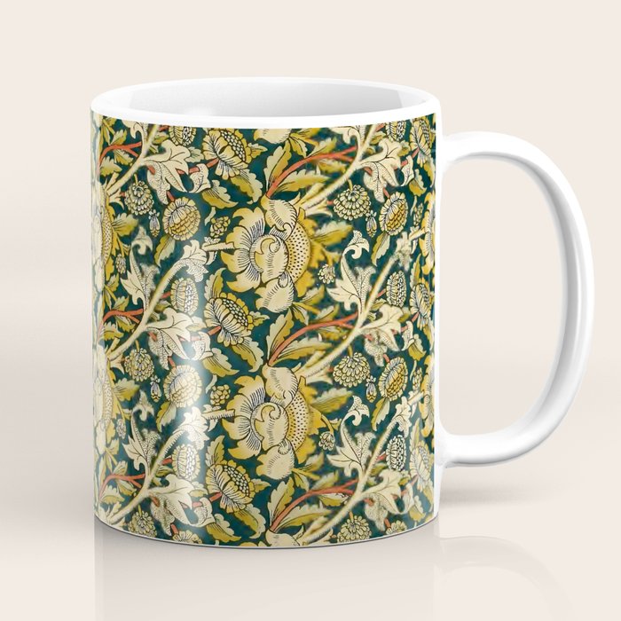 Vintage William Morris Green and Yellow Chintz Coffee Mug Gallery Image 1