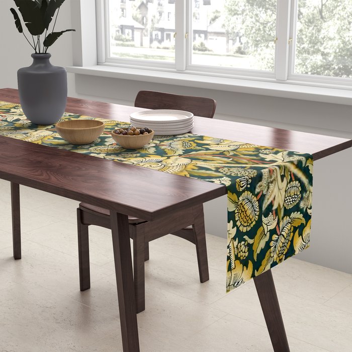 Vintage William Morris Green and Yellow Chintz Table Runner Gallery Image 2
