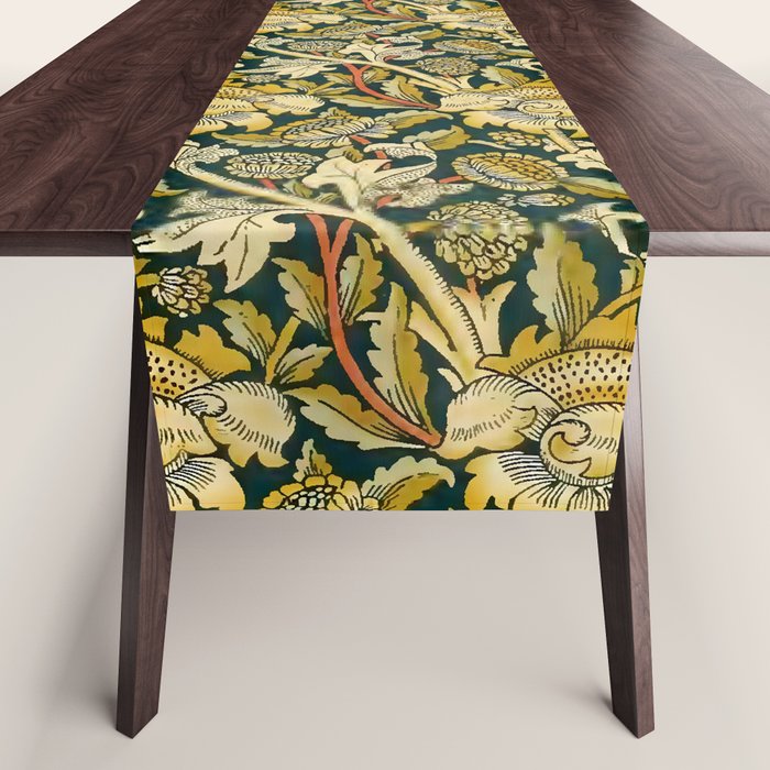 Vintage William Morris Green and Yellow Chintz Table Runner Gallery Image 1