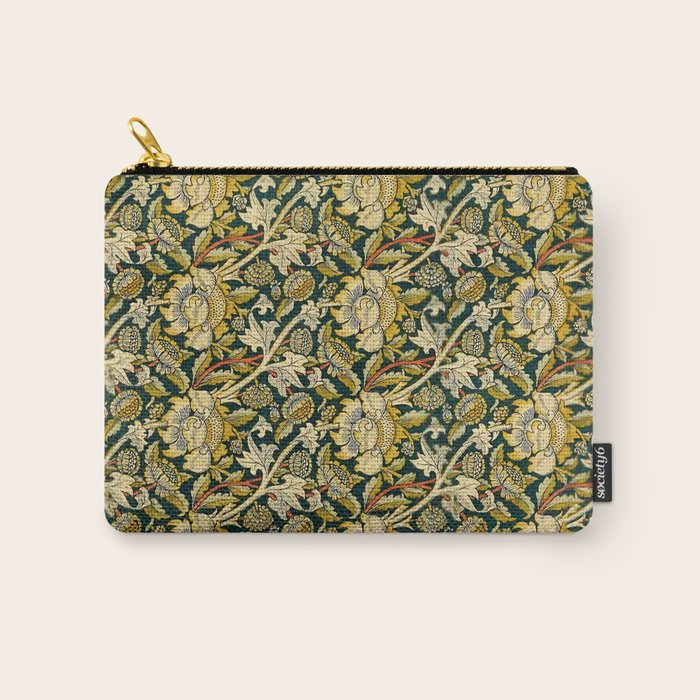 Vintage William Morris Green and Yellow Chintz Carry All Pouch Gallery Image 1