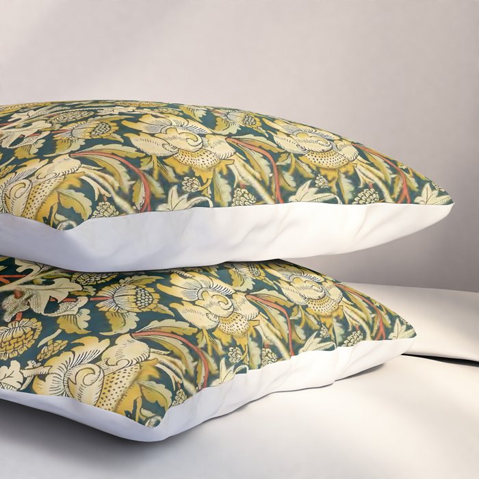 Vintage William Morris Green and Yellow Chintz Pillow Sham Gallery Image 3