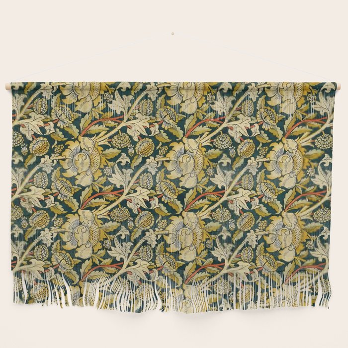 Vintage William Morris Green and Yellow Chintz Wall Hanging Gallery Image 1