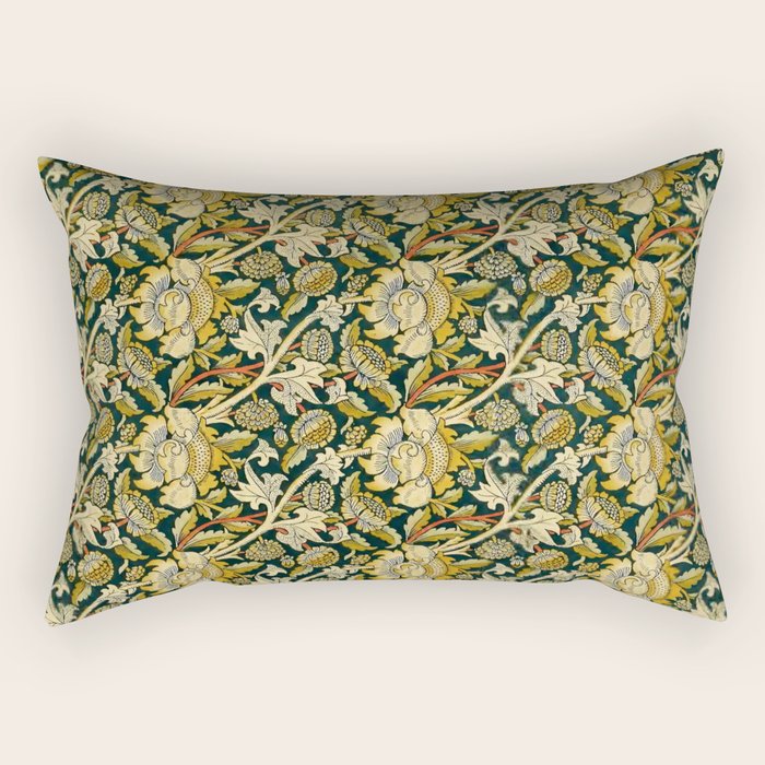 Vintage William Morris Green and Yellow Chintz Rectangular Pillow Gallery Image 2