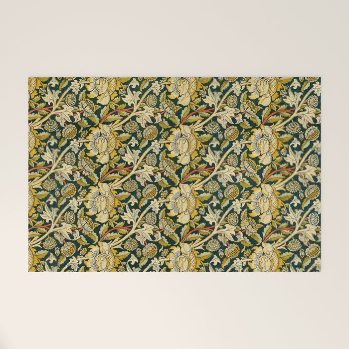 Vintage William Morris Green and Yellow Chintz Welcome Mat Gallery Image 1