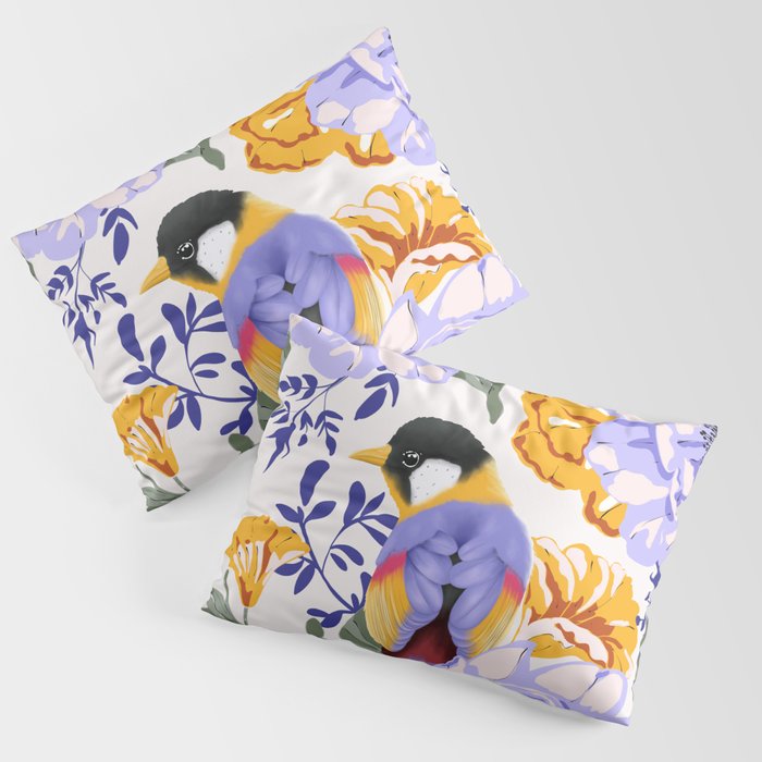 Colorful birds in garden flowers YL Pillow Sham Gallery Image 1
