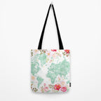 Mint green and hot pink watercolor world map with cities Tote Bag Gallery Image 2