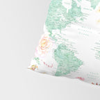 Mint green and hot pink watercolor world map with cities Pillow Sham Gallery Image 4