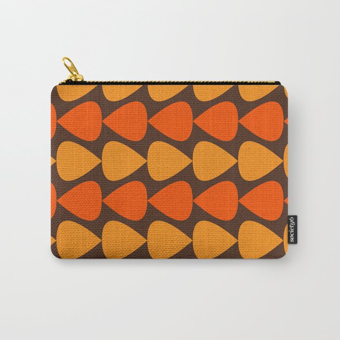 Retro Mid Century Modern Plectrum Stripes Pattern in 70s Brown and Orange Carry All Pouch Gallery Image 1
