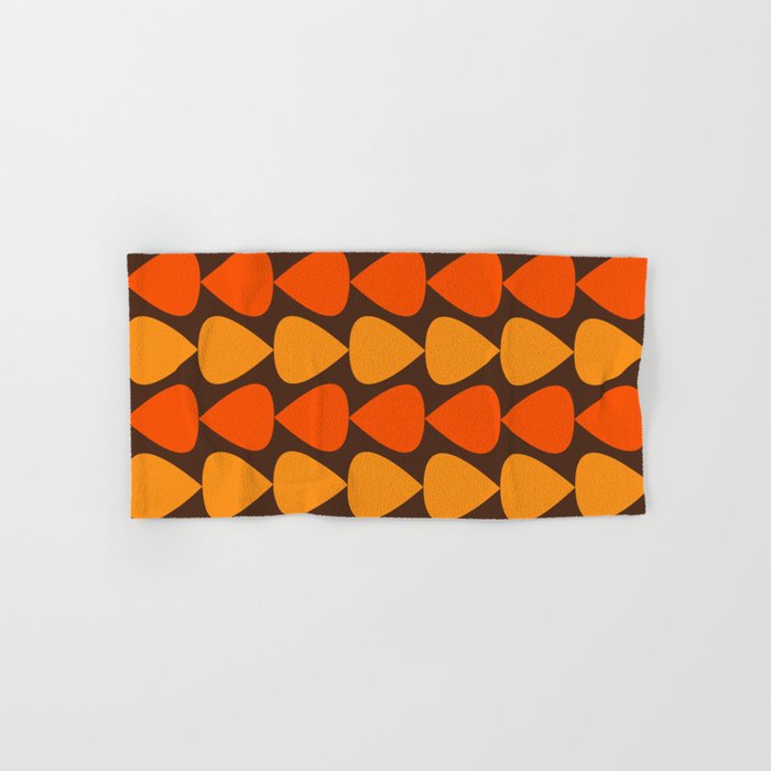 Retro Mid Century Modern Plectrum Stripes Pattern in 70s Brown and Orange Bath Towel Gallery Image 1