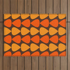 Retro Mid Century Modern Plectrum Stripes Pattern in 70s Brown and Orange Outdoor Rug Gallery Image 1