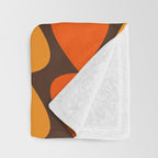 Retro Mid Century Modern Plectrum Stripes Pattern in 70s Brown and Orange Throw Blanket Gallery Image 3